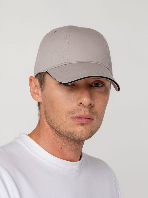 Бейсболка Canopy, серая с черным кантом арт.15149.11