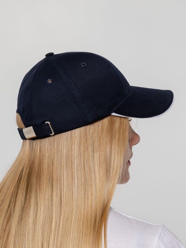 Бейсболка Canopy, темно-синяя с белым кантом арт.15149.40