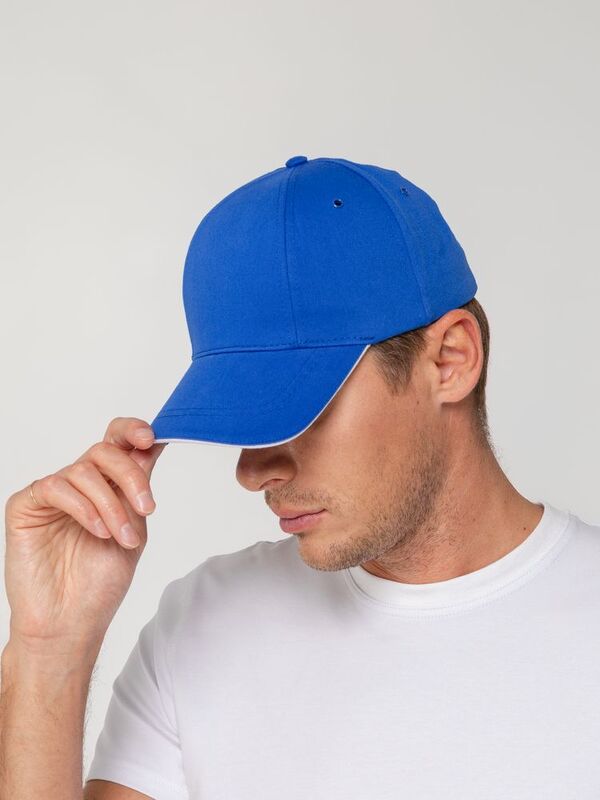 Бейсболка Canopy, ярко-синяя с белым кантом арт.15149.44
