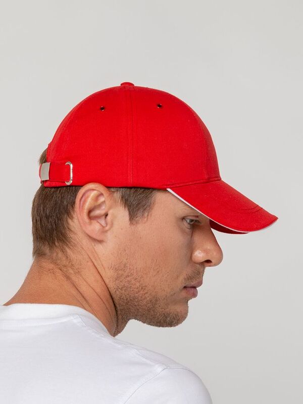Бейсболка Canopy, красная с белым кантом арт.15149.50