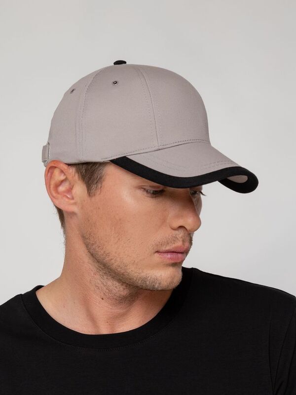 Бейсболка Honor, серая с черным кантом арт.15150.11