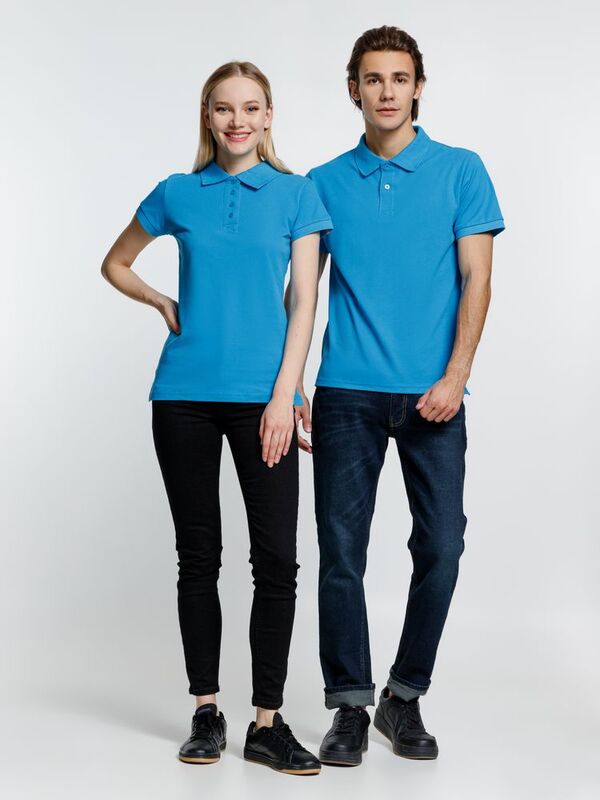 Рубашка поло мужская Virma Premium, бирюзовая арт.11145.42