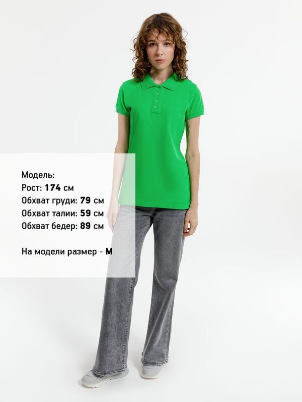 Рубашка поло женская Virma Premium Lady, зеленое яблоко арт.11146.94