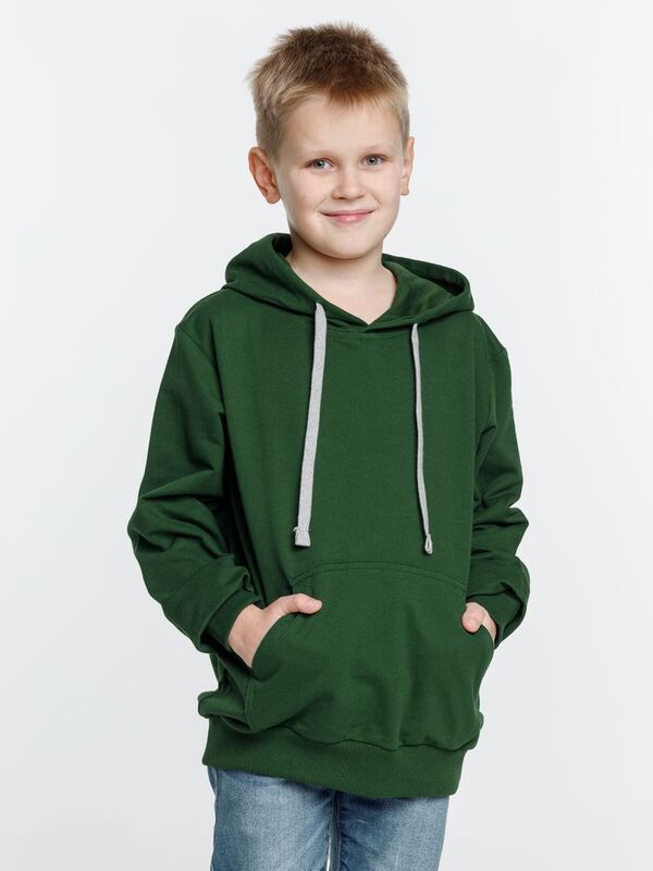 Толстовка с капюшоном детская Kirenga Kids, темно-зеленая арт.11147.90