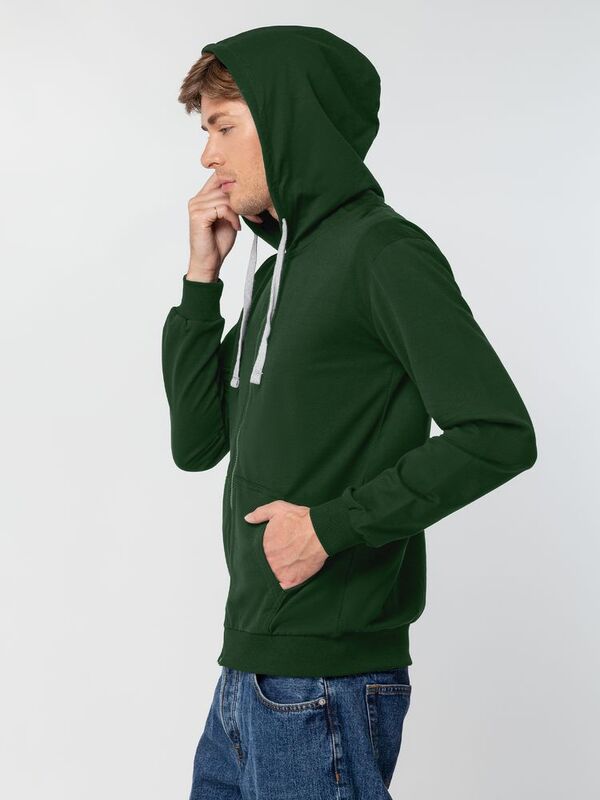 Толстовка на молнии с капюшоном Siverga, темно-зеленая арт.6895.90