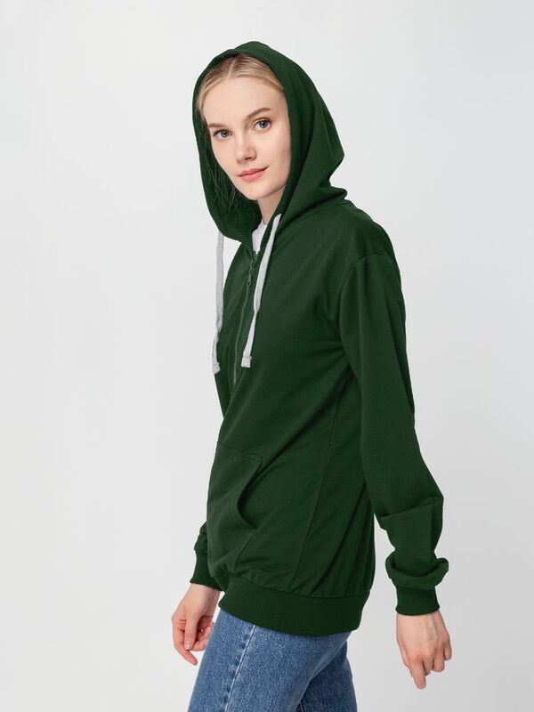Толстовка на молнии с капюшоном Siverga, темно-зеленая арт.6895.90