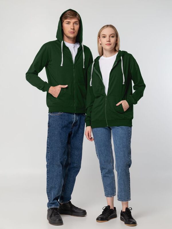 Толстовка на молнии с капюшоном Siverga, темно-зеленая арт.6895.90