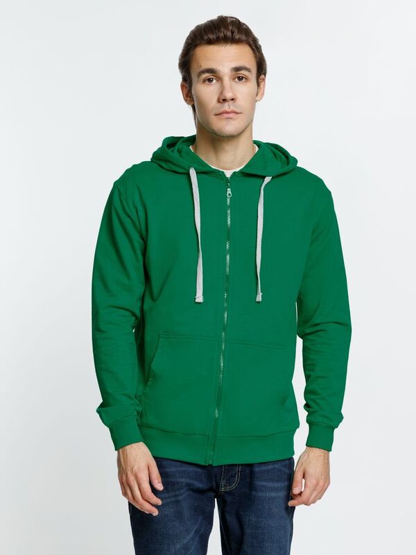 Толстовка на молнии с капюшоном Siverga, зеленая арт.6895.92