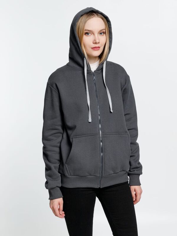 Толстовка на молнии с капюшоном Siverga Heavy, темно-серая (графит) арт.6927.10