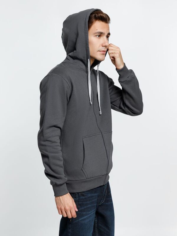 Толстовка на молнии с капюшоном Siverga Heavy, темно-серая (графит) арт.6927.10