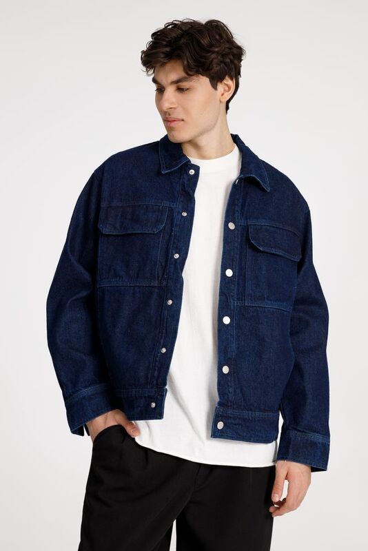 Куртка джинсовая O2, темно-синяя арт.15259.40