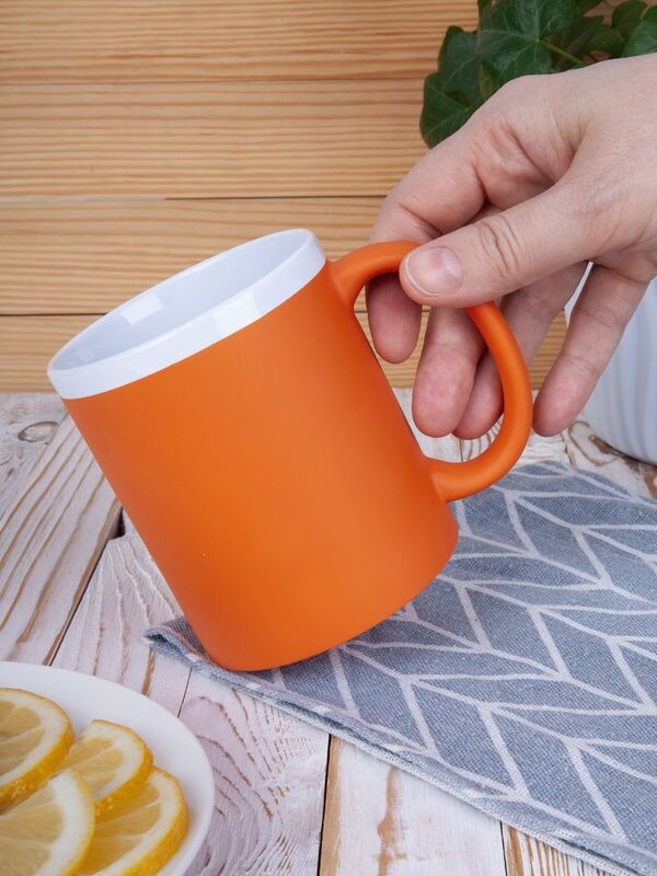 Кружка StopSpot с покрытием софт-тач, оранжевая арт.19003.20