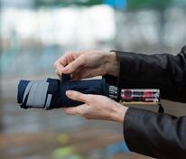 Зонт наоборот складной Futurum со светоотражающим кантом, темно-синий арт.15844.40