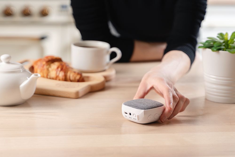 Беспроводная колонка Chubby, серая с голубым арт.7557.14