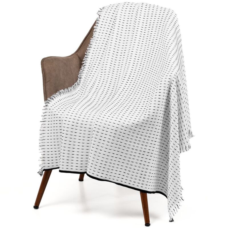 Плед Fringy, белый с черным арт.16742.63