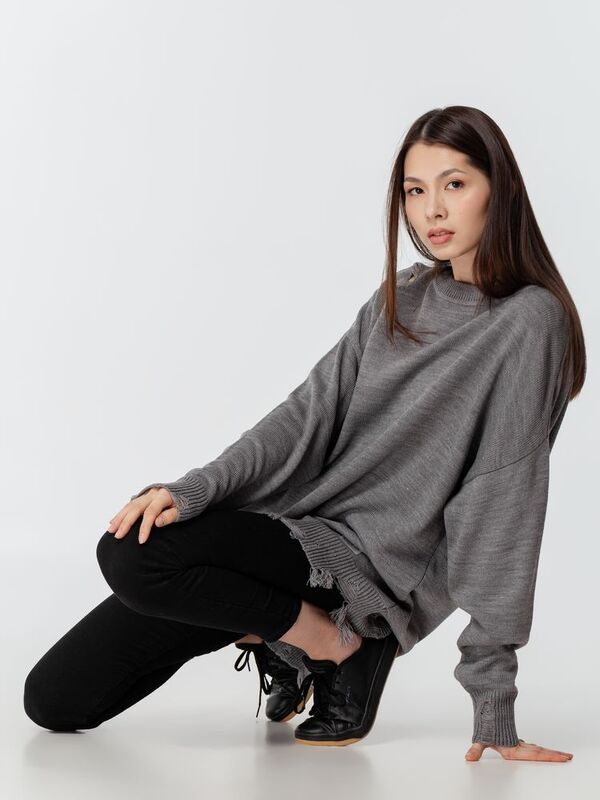 Джемпер оверсайз унисекс Grunge, серый арт.16732.11