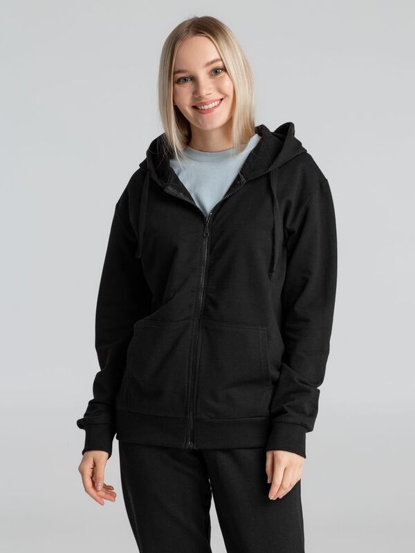 Толстовка на молнии с капюшоном Siverga 2.0, черная арт.16213.30