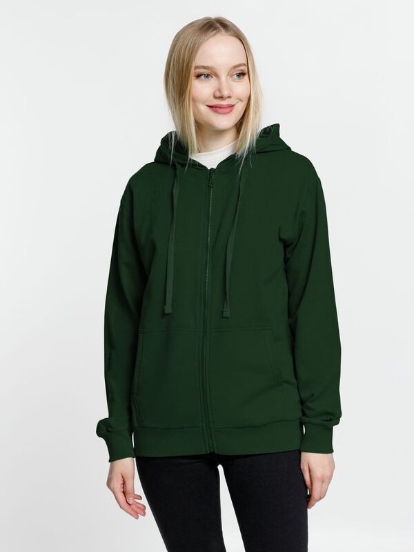 Толстовка на молнии с капюшоном Siverga 2.0, темно-зеленая арт.16213.90