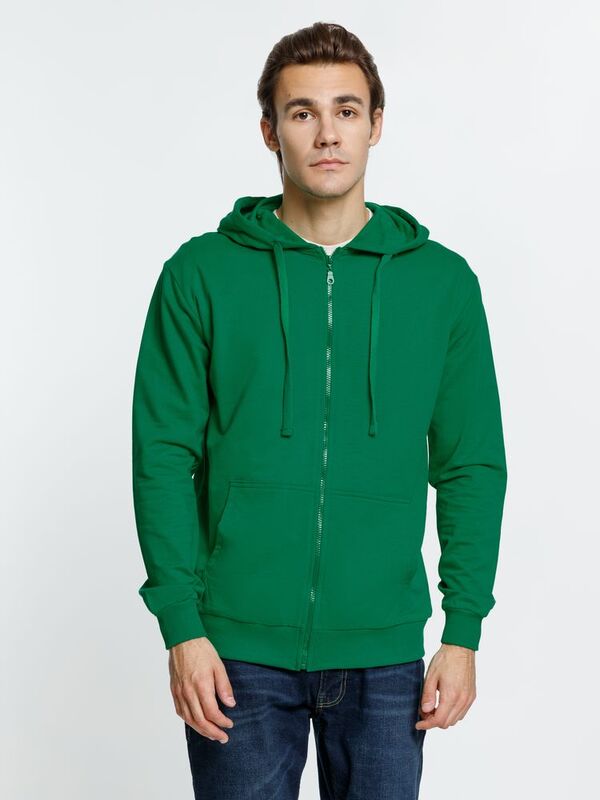 Толстовка на молнии с капюшоном Siverga 2.0, зеленая арт.16213.92