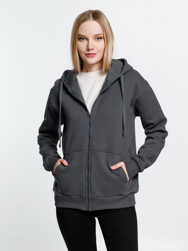 Толстовка на молнии с капюшоном Siverga Heavy 2.0, темно-серая (графит) арт.16216.10