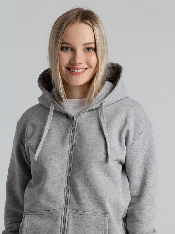Толстовка на молнии с капюшоном Siverga Heavy 2.0, серый меланж арт.16216.11