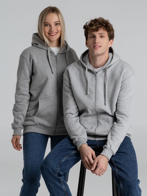 Толстовка на молнии с капюшоном Siverga Heavy 2.0, серый меланж арт.16216.11