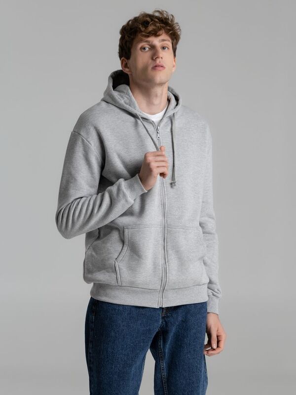 Толстовка на молнии с капюшоном Siverga Heavy 2.0, серый меланж арт.16216.11