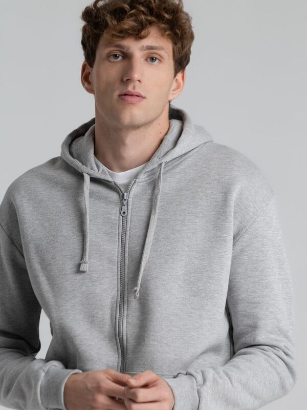 Толстовка на молнии с капюшоном Siverga Heavy 2.0, серый меланж арт.16216.11