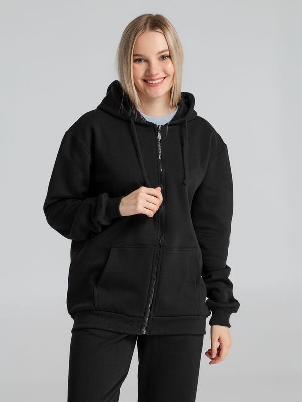 Толстовка на молнии с капюшоном Siverga Heavy 2.0, черная арт.16216.30