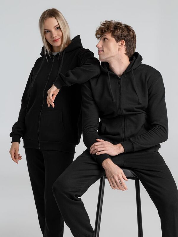 Толстовка на молнии с капюшоном Siverga Heavy 2.0, черная арт.16216.30