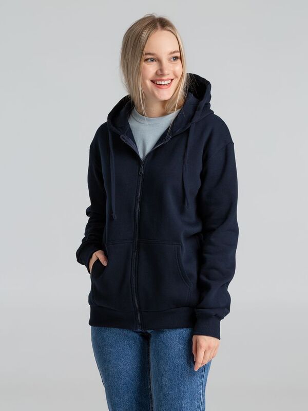 Толстовка на молнии с капюшоном Siverga Heavy 2.0, темно-синяя арт.16216.40