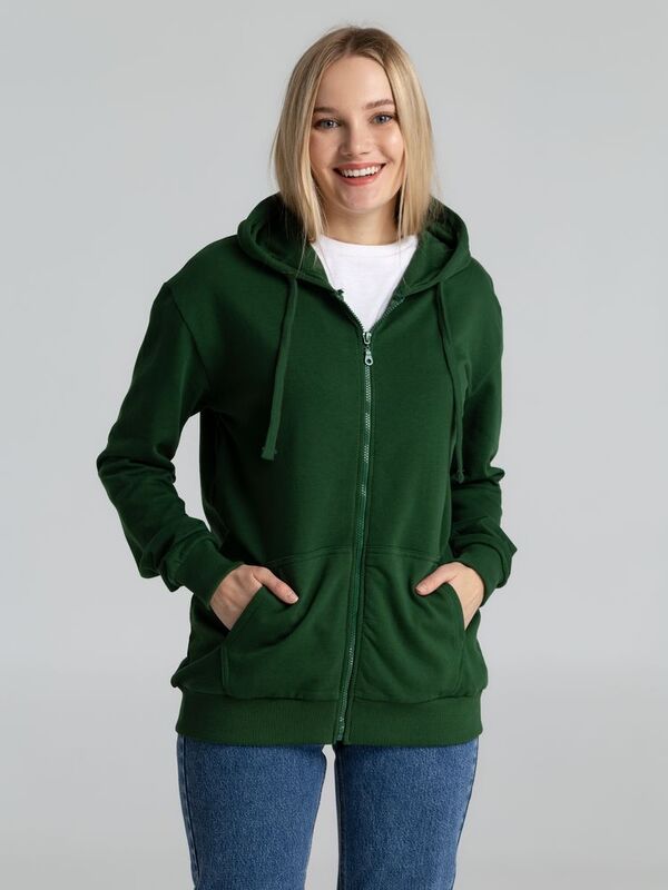 Толстовка на молнии с капюшоном Siverga Heavy 2.0, темно-зеленая арт.16216.90