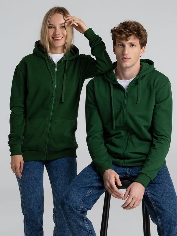Толстовка на молнии с капюшоном Siverga Heavy 2.0, темно-зеленая арт.16216.90