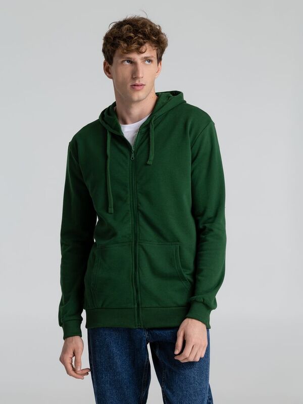 Толстовка на молнии с капюшоном Siverga Heavy 2.0, темно-зеленая арт.16216.90