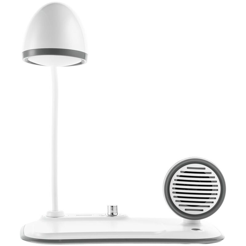 Лампа с колонкой и беспроводной зарядкой Flashback, белая арт.16239.60