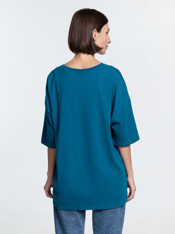 Футболка унисекс оверсайз Crosstown, бирюзовая (морская волна) арт.15213.49