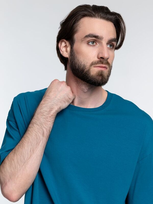 Футболка унисекс оверсайз Crosstown, бирюзовая (морская волна) арт.15213.49