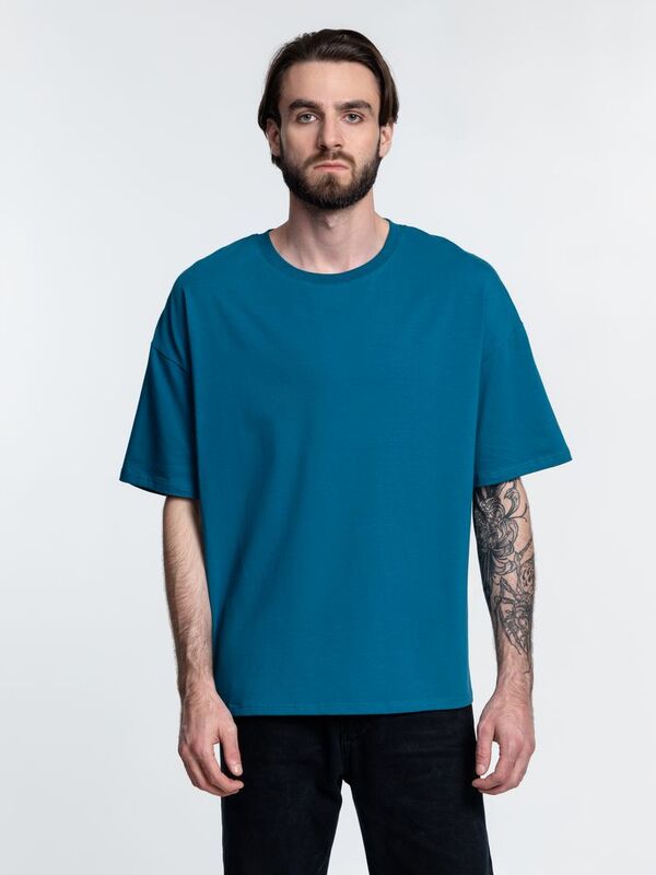 Футболка унисекс оверсайз Crosstown, бирюзовая (морская волна) арт.15213.49