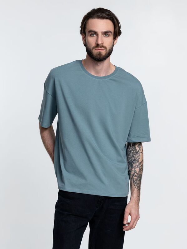 Футболка унисекс оверсайз Crosstown, серо-зеленая арт.15213.41