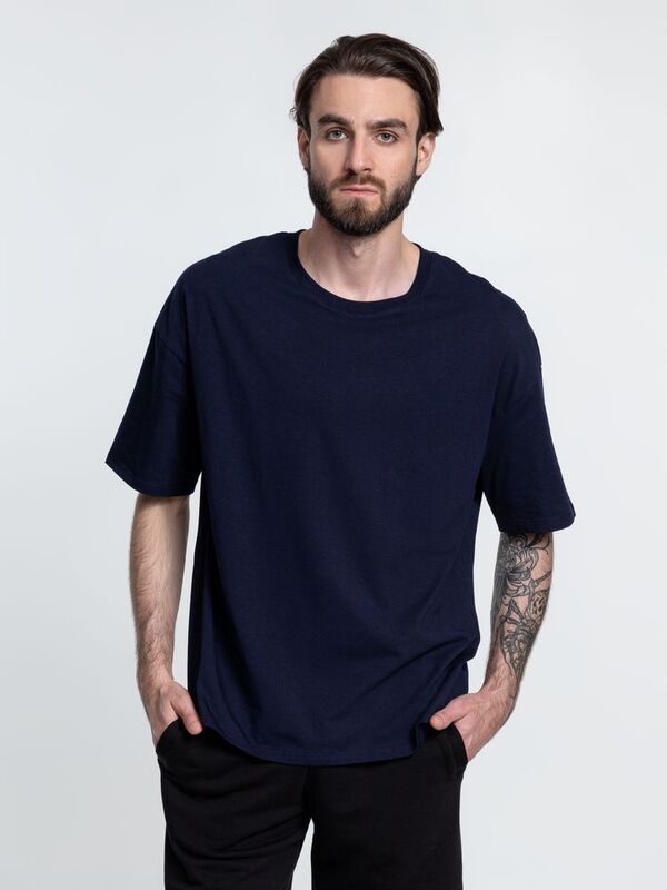 Футболка унисекс оверсайз Crosstown, темно-синяя арт.15213.40