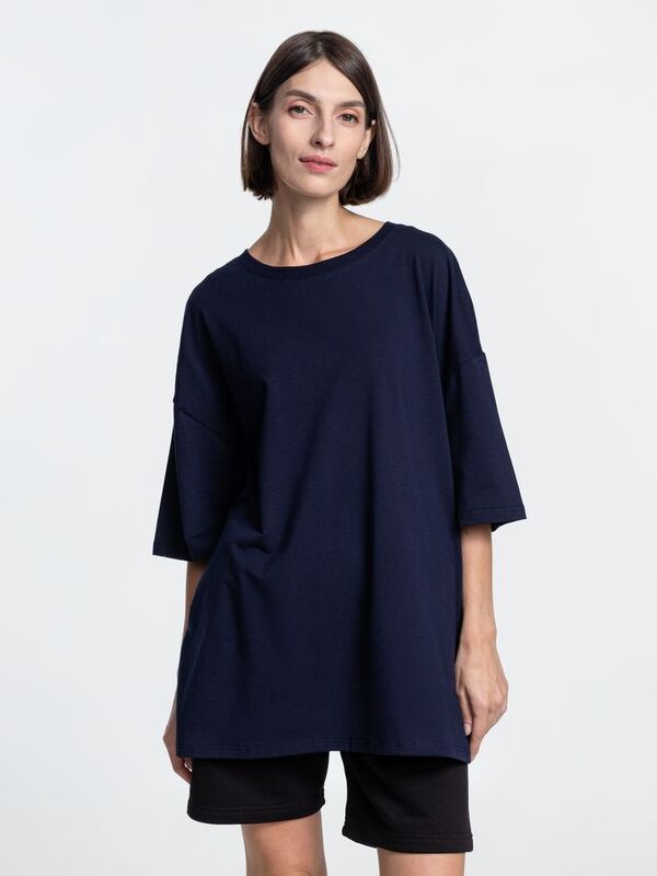 Футболка унисекс оверсайз Crosstown, темно-синяя арт.15213.40