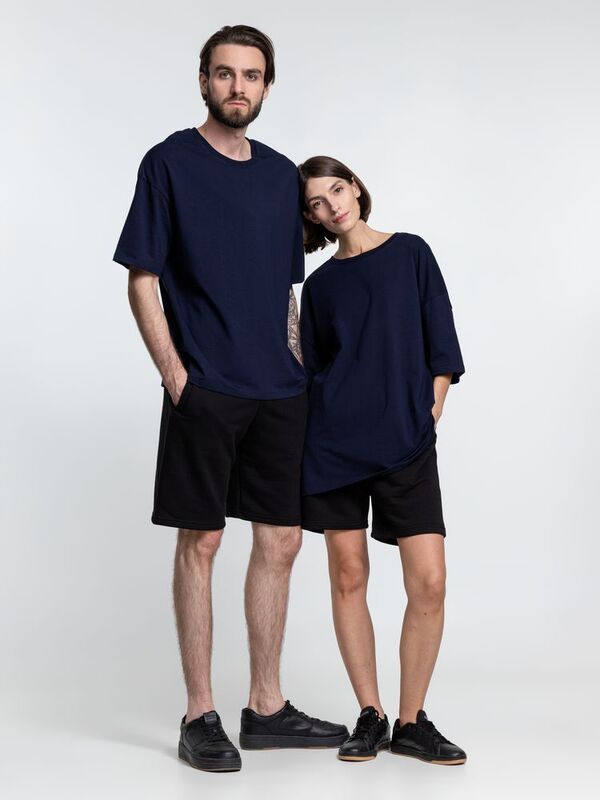 Футболка унисекс оверсайз Crosstown, темно-синяя арт.15213.40