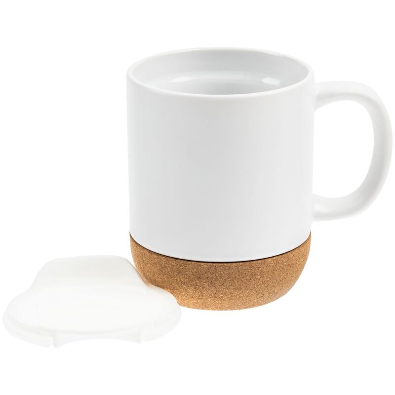 Кружка с пробковой подставкой Corky Walk для сублимационной печати, матовая, белая арт.77012.60