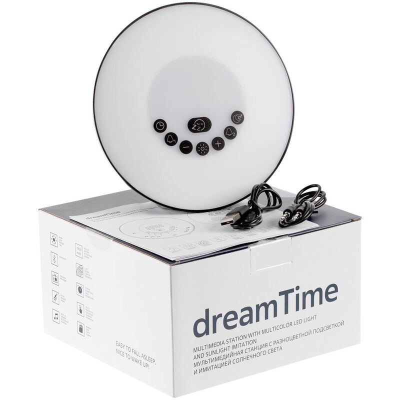 Лампа-колонка со световым будильником dreamTime, ver.2, черная арт.15729.30