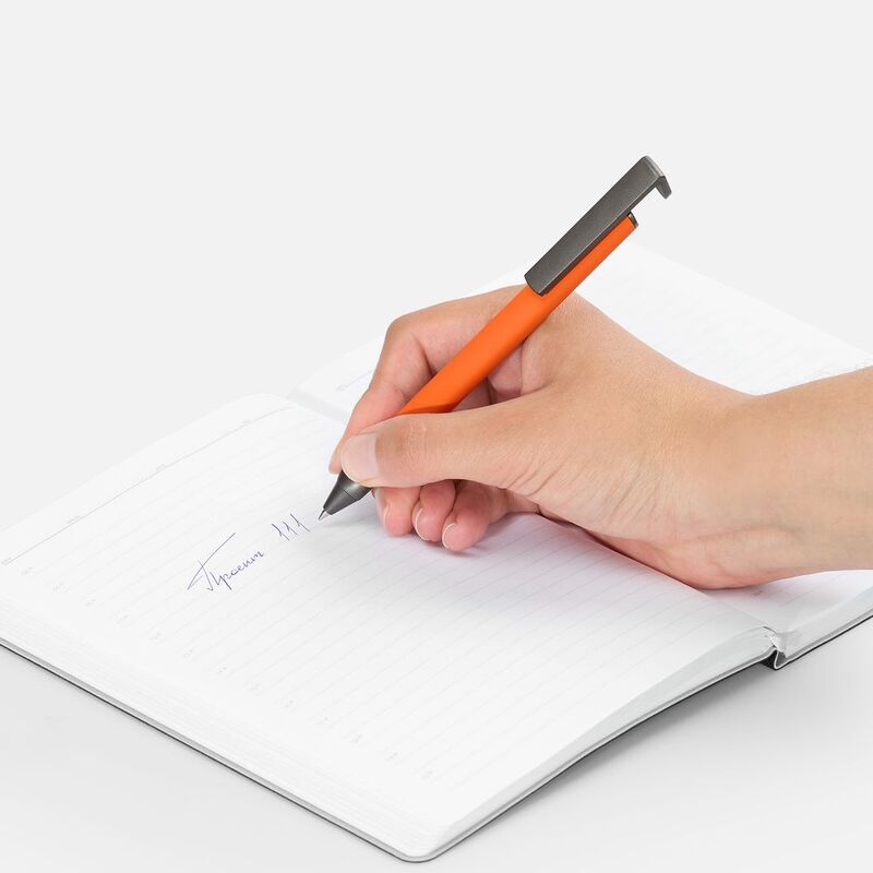 Ручка шариковая Standic Soft Touch с подставкой для телефона, оранжевая арт.16169.20