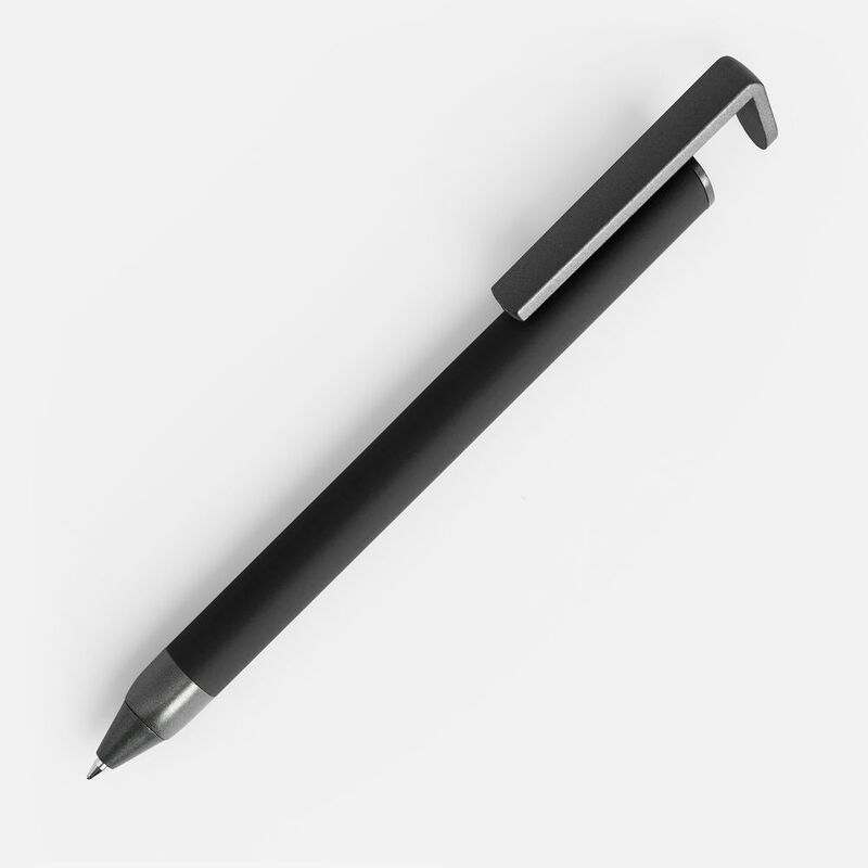 Ручка шариковая Standic Soft Touch с подставкой для телефона, черная арт.16169.30