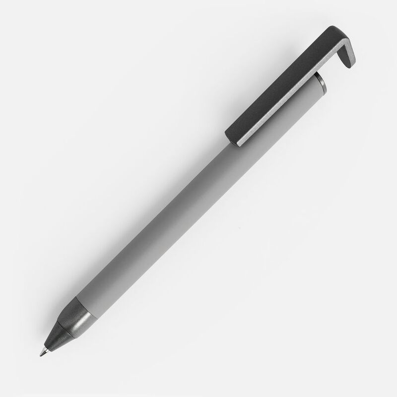 Ручка шариковая Standic Soft Touch с подставкой для телефона, серая арт.16169.10