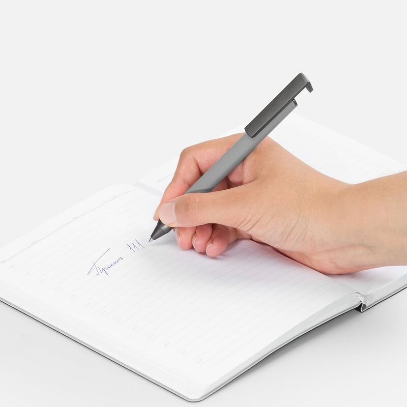 Ручка шариковая Standic Soft Touch с подставкой для телефона, серая арт.16169.10