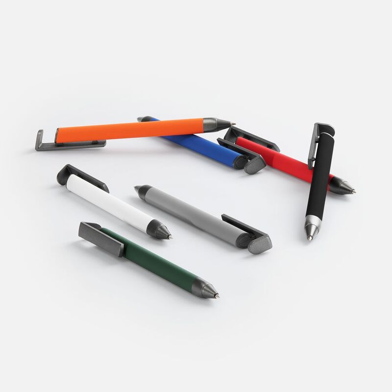 Ручка шариковая Standic Soft Touch с подставкой для телефона, серая арт.16169.10