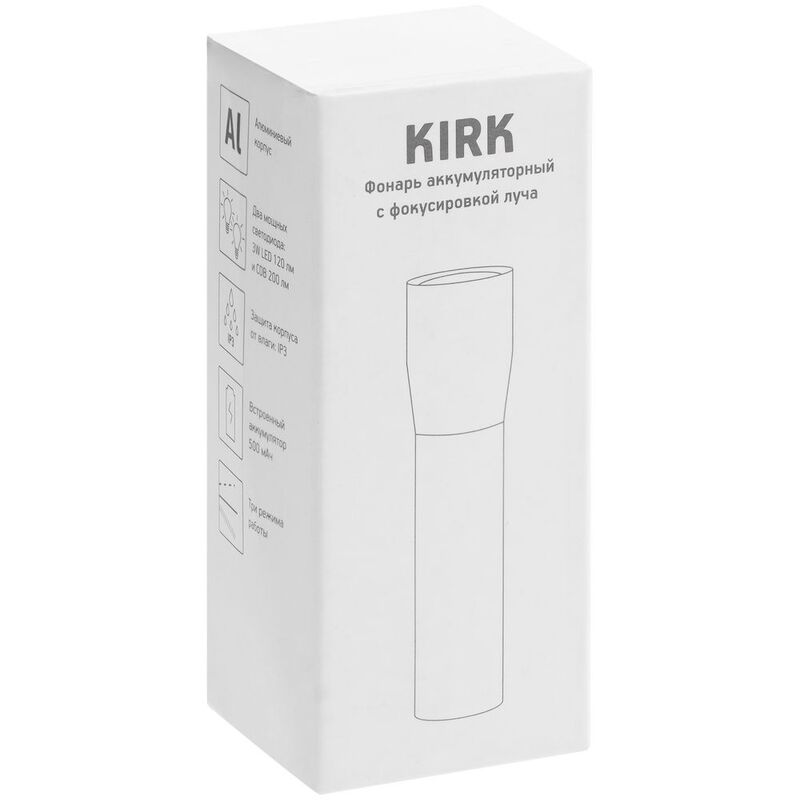 Фонарик аккумуляторный с фокусировкой луча Kirk, черный арт.17729.30